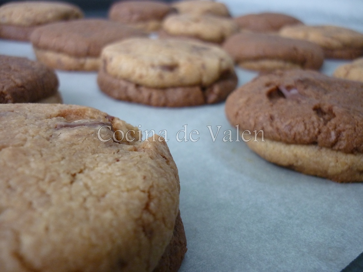 Galletas Dobles de Chocolate y Vainilla con chispas de chocolate - Cocina de Valen
