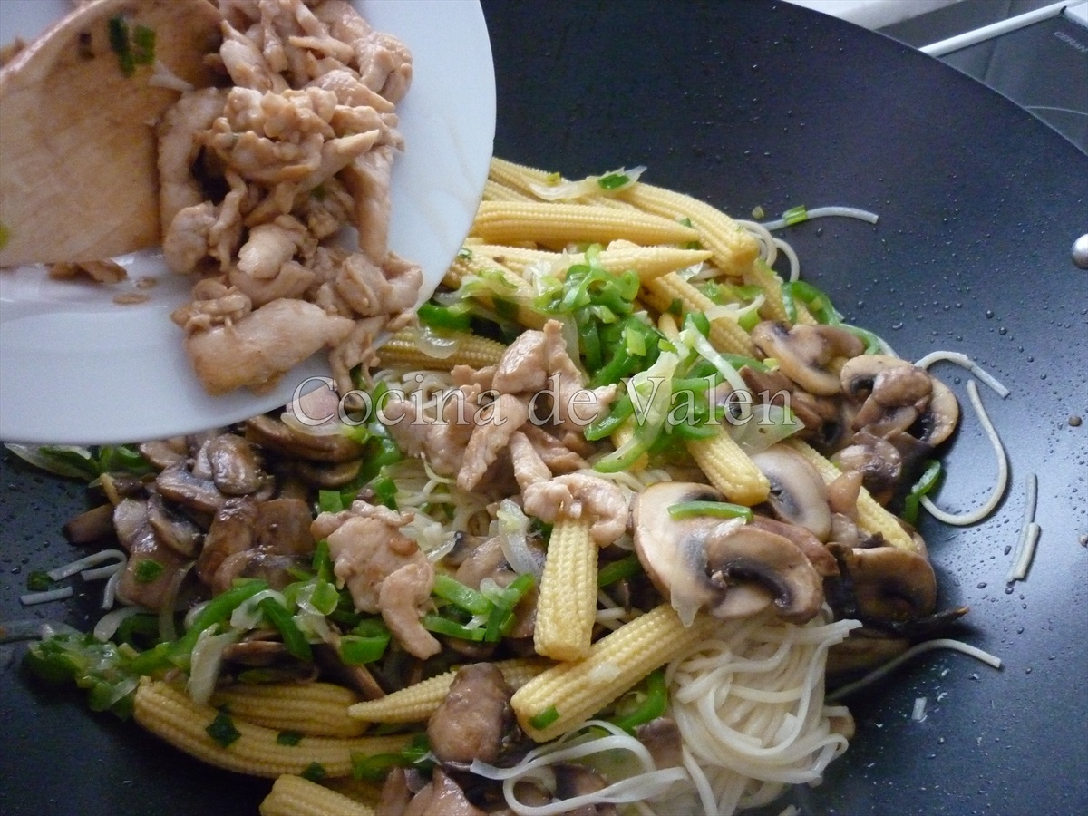 Tallarines con Pollo en Salsa de Ostras (Wok) - Cocina de Valen
