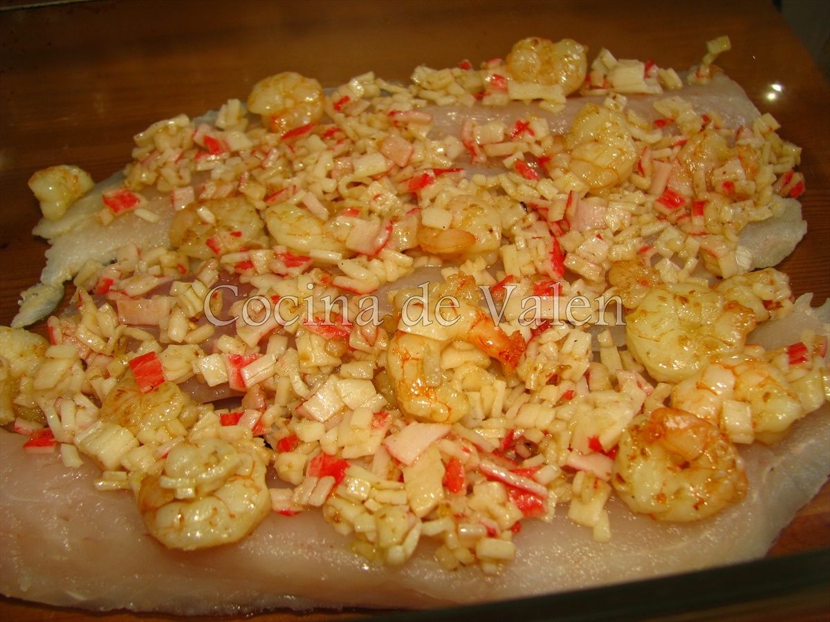 Filete de Merluza con Gambas1 - Cocina de Valen