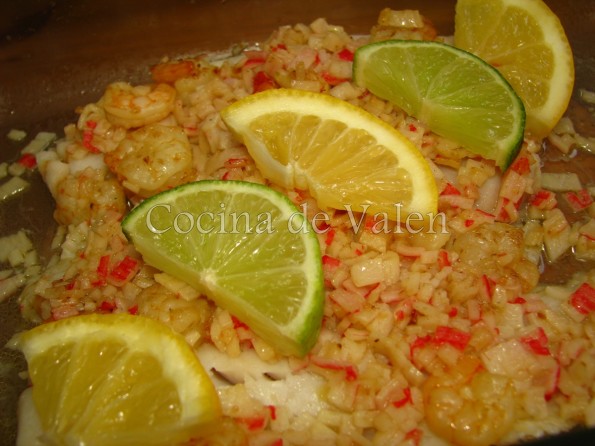 Filete de Merluza con Gambas1 - Cocina de Valen