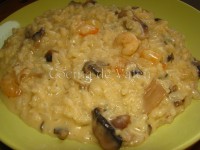 Risotto de champiñones y gambas
