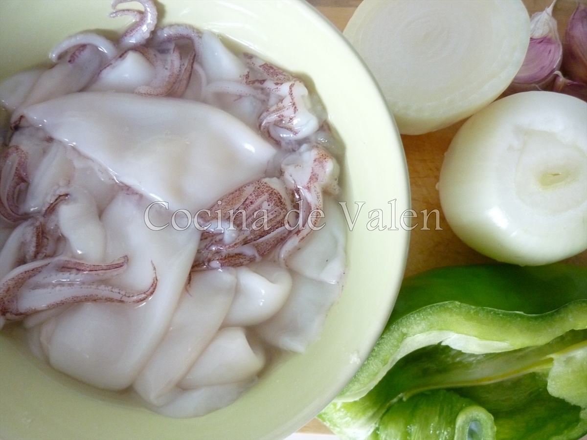 Preparación de los calamares salteados