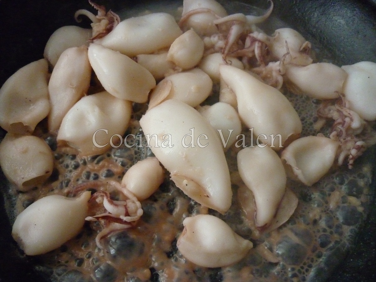Preparación de los calamares salteados