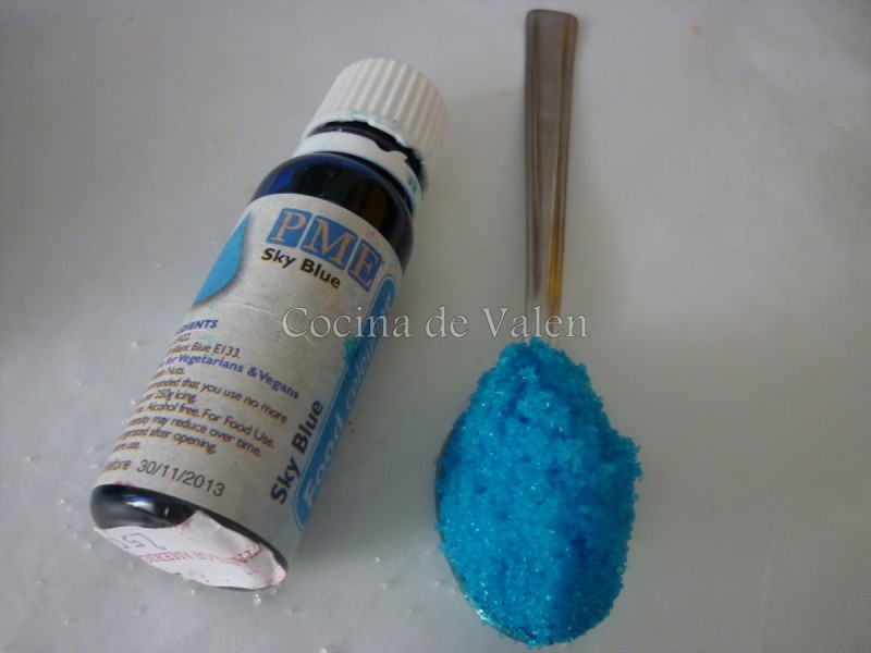 Azúcar de color azul
