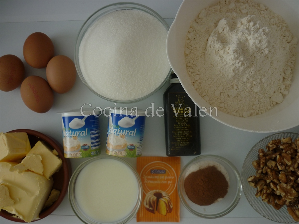 Ingredientes Bizcocho con canela y nueces