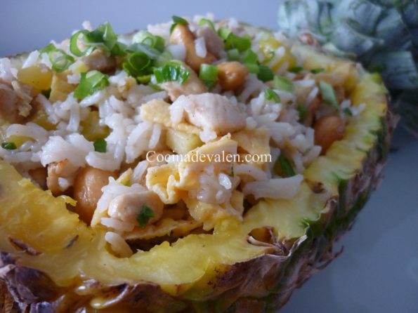 Arroz salteado con pollo, piña y anacardos - Cocina de Valen