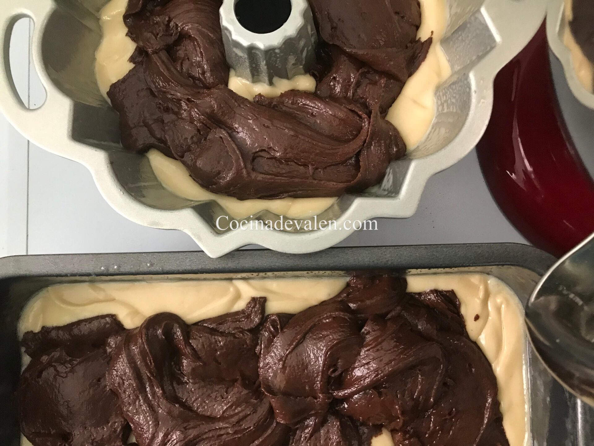 Bizcocho de mascarpone marmoleado