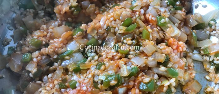 Arroz caldoso con camarones