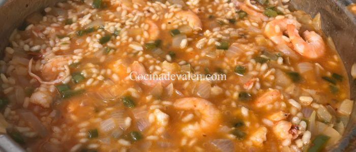 Arroz caldoso con camarones