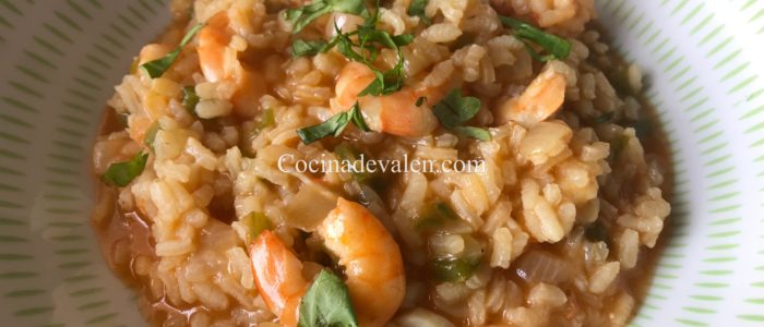 Arroz caldoso con camarones