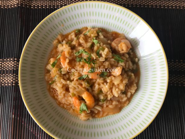 Arroz caldoso con camarones